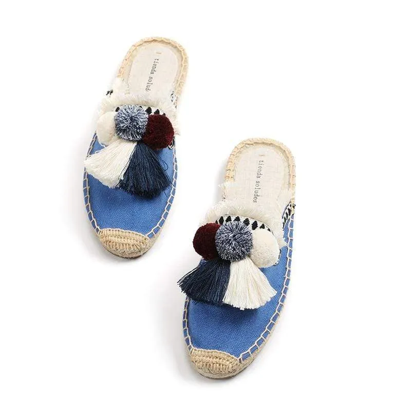 Tassel Fluffy Ball Espadrilles