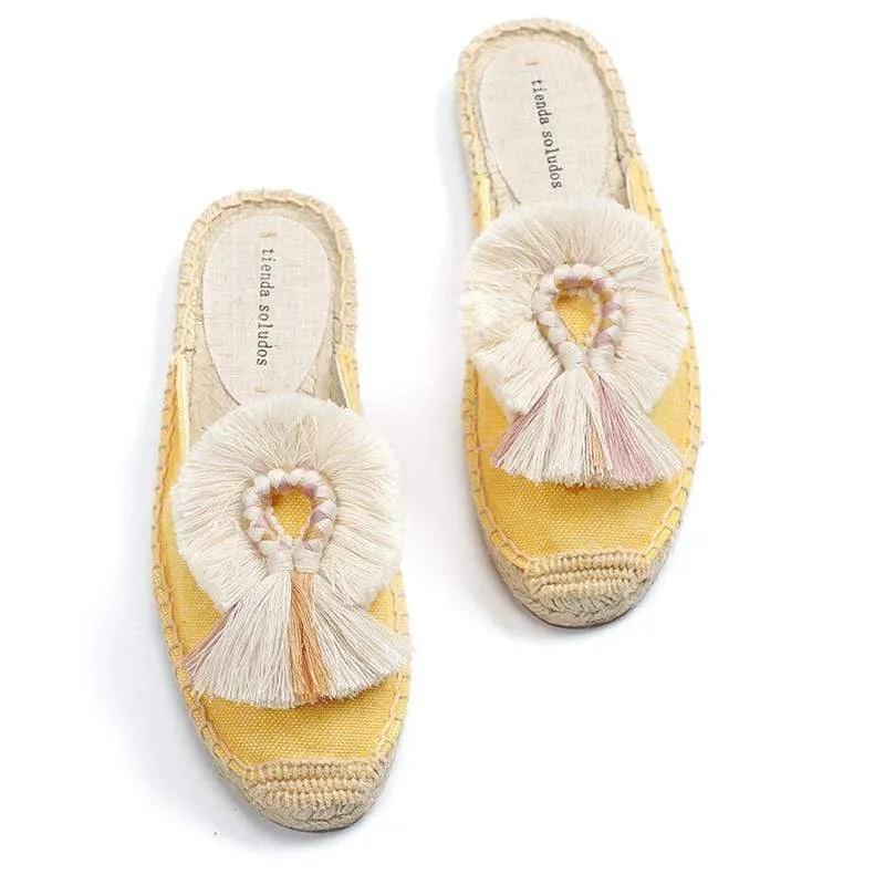 Tassel Fluffy Ball Espadrilles