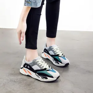 Trendy Retro Color Block Mesh Dad Sneaker Shoes
