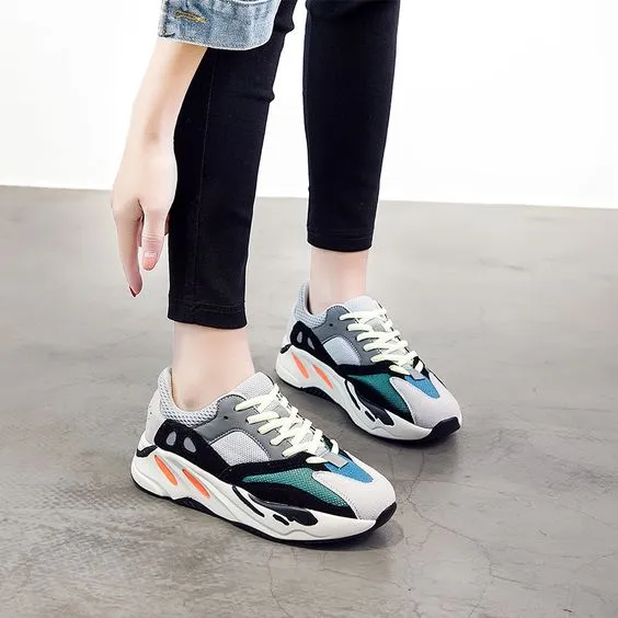Trendy Retro Color Block Mesh Dad Sneaker Shoes
