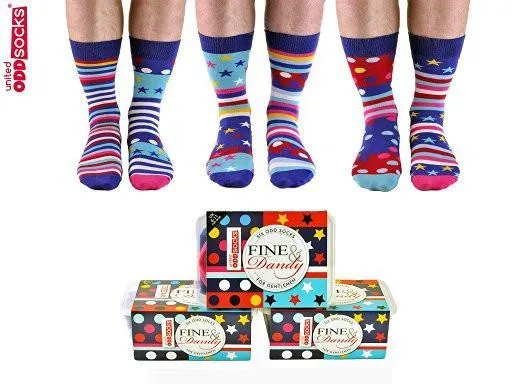 United Oddsocks Mens Fine & Dandy 6 Odd Socks Gift Set Size 6 - 11 UK