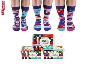 United Oddsocks Mens Fine & Dandy 6 Odd Socks Gift Set Size 6 - 11 UK