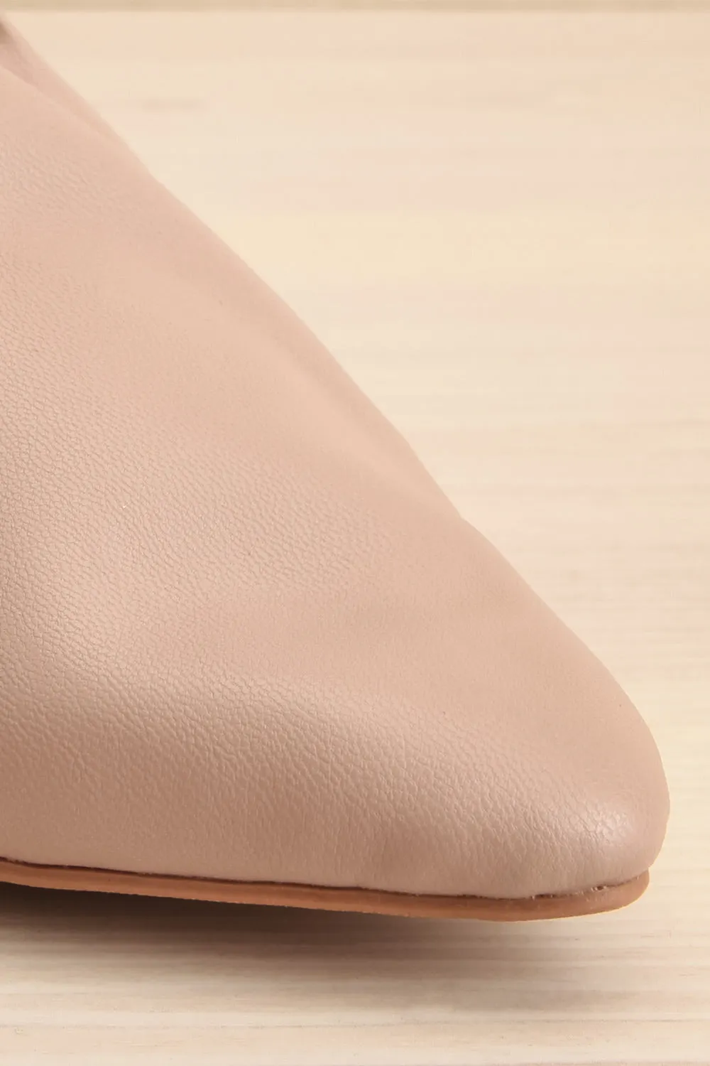 Vancouver Beige | Faux-Leather Pointed Toe Mules