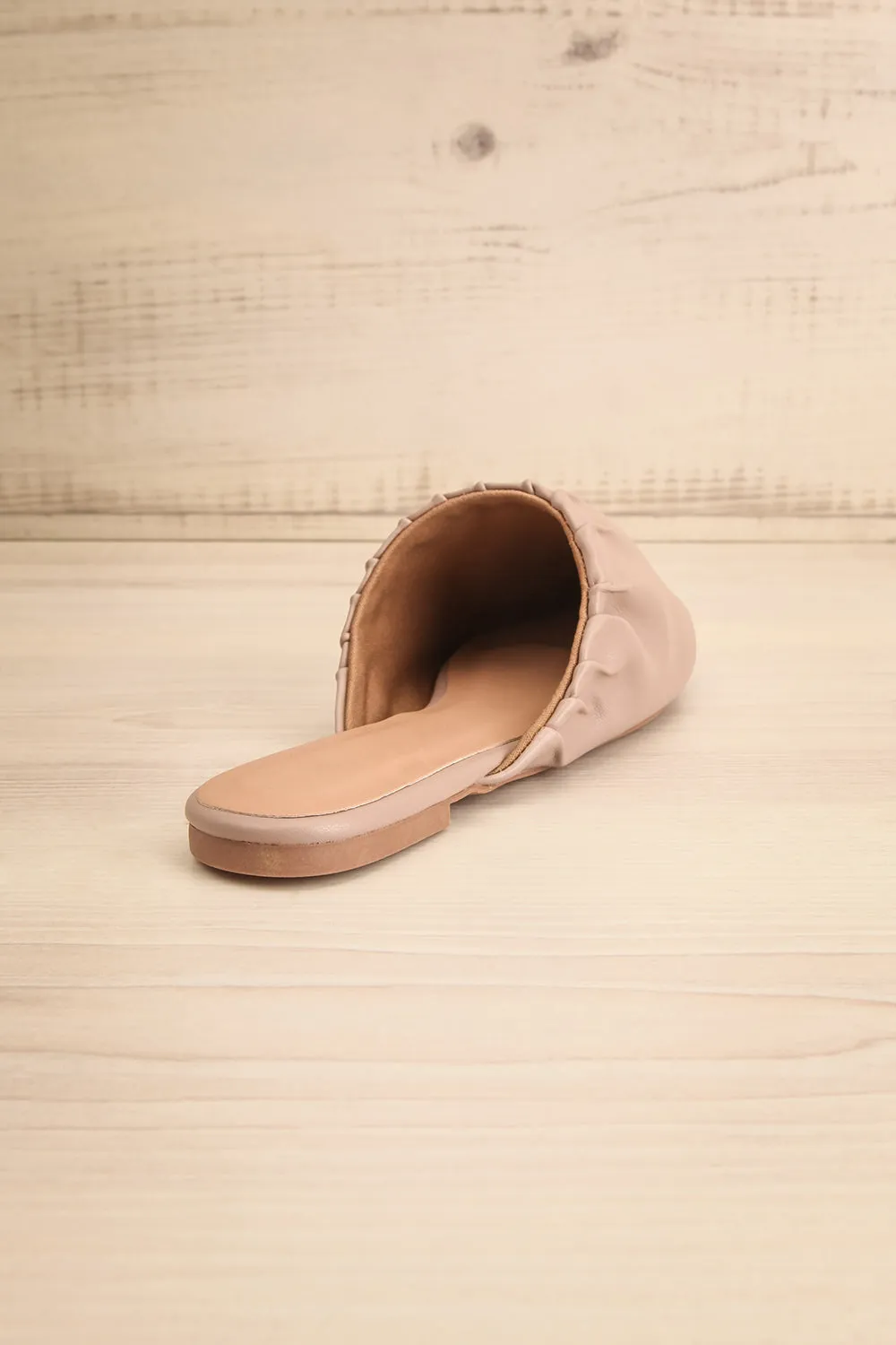 Vancouver Beige | Faux-Leather Pointed Toe Mules