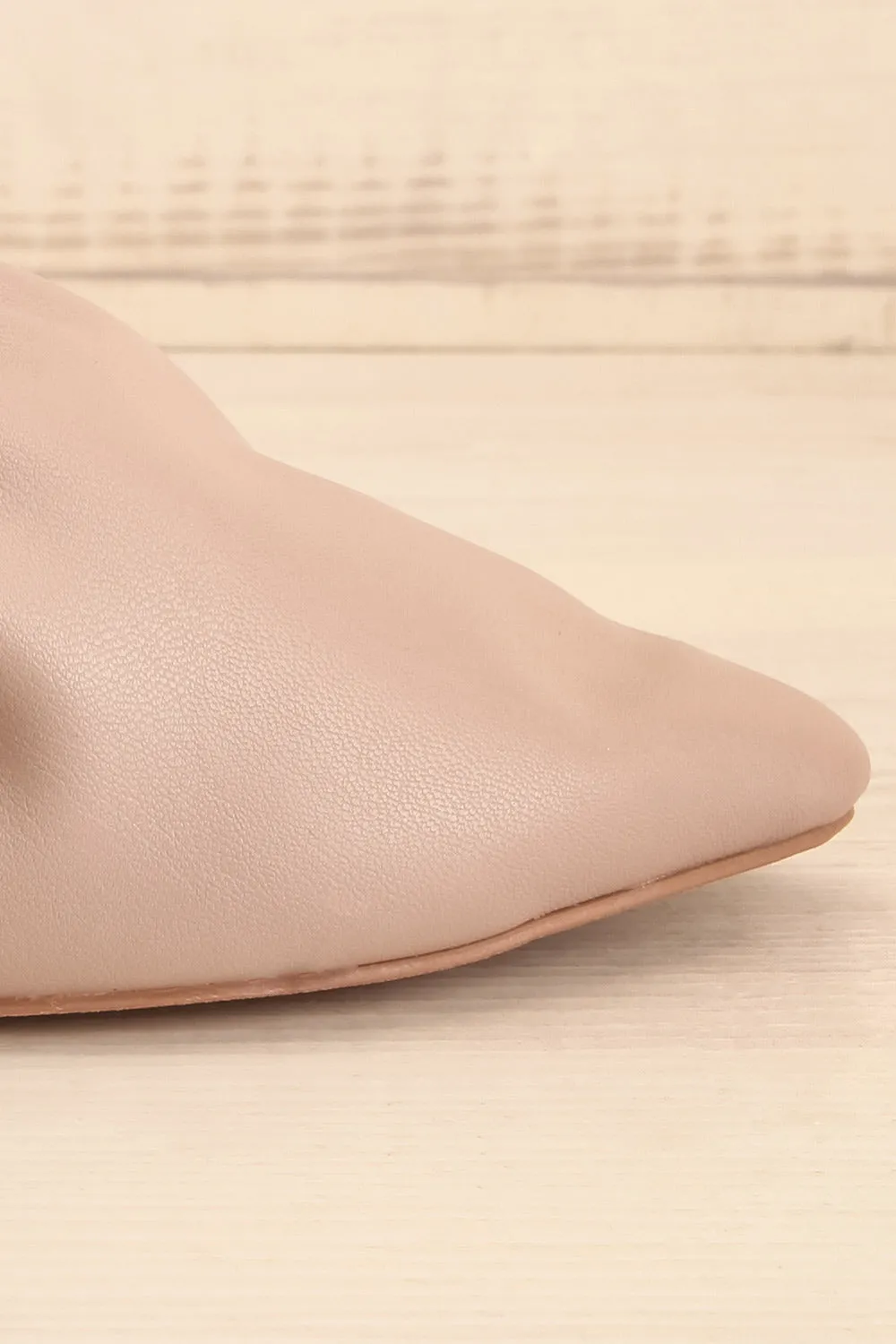 Vancouver Beige | Faux-Leather Pointed Toe Mules