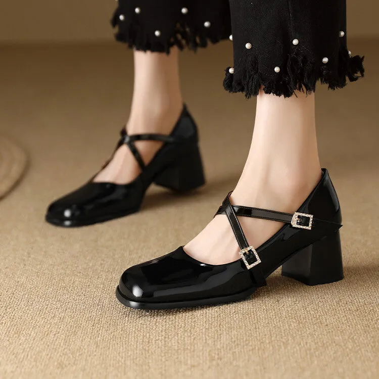 Women's Mary Janes Block Heel Pumps