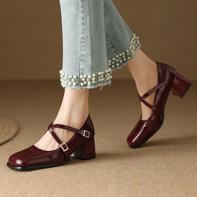 Women's Mary Janes Block Heel Pumps