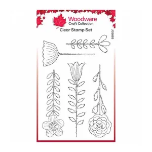 Woodware Clear Stamps 4"x 6" - Blooms For Birds - Flower Stems