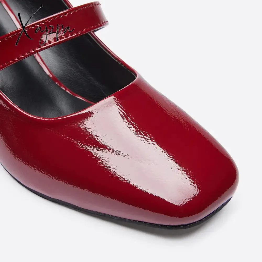 Xajzpa - Women Ornament Block Heeled Mary Janes
