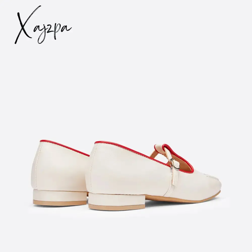 Xajzpa - Women Retro Heart Color Matching Mary Janes