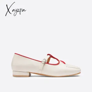 Xajzpa - Women Retro Heart Color Matching Mary Janes